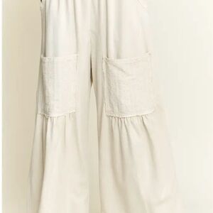 J. Her Lace Pocket Natural  Wide-Leg Pants